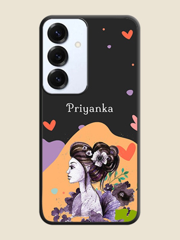 Namecase For Her With Fancy Lady Image On Space Black Custom Soft Matte Mobile Back Cover - Galaxy S25 5G