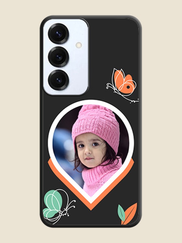 Upload Pic With Simple Butterly Design On Space Black Custom Soft Matte Mobile Back Cover - Galaxy S25 5G