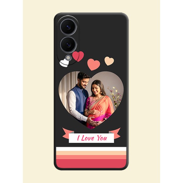 Love Shaped Photo with Colorful Stripes On Space Black Custom Soft Matte Mobile Back Cover - Samsung Galaxy S25 Edge 5G Love Shaped Photo with Colorful Stripes On Space Black Custom Soft Matte Mobile Back Cover - Samsung Galaxy S25 Edge 5G