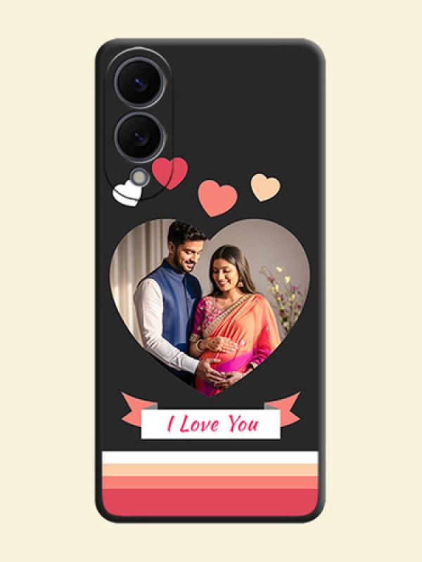 Love Shaped Photo with Colorful Stripes On Space Black Custom Soft Matte Mobile Back Cover - Samsung Galaxy S25 Edge 5G