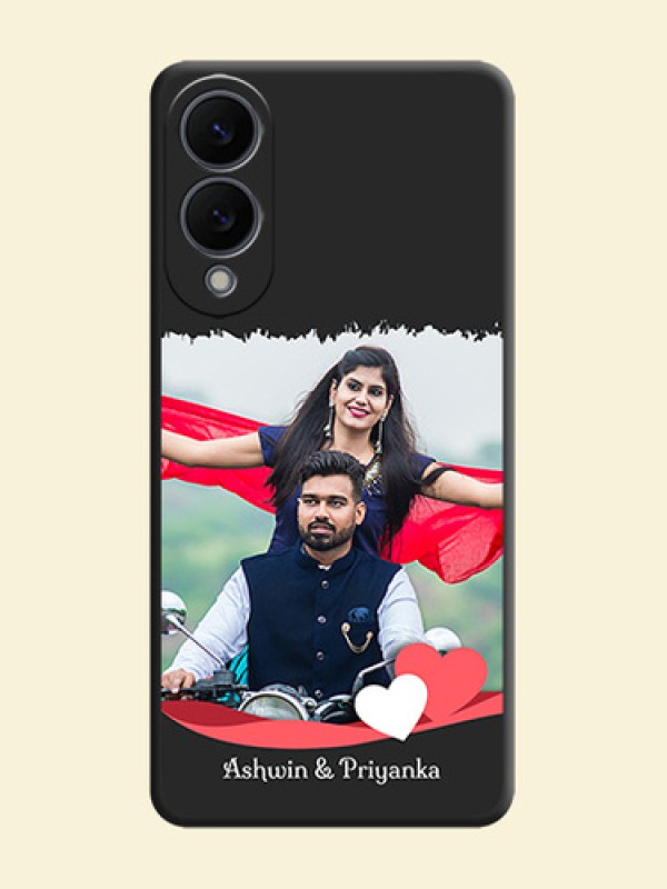 Pin Color Love Shaped Ribbon Design with Text On Space Black Custom Soft Matte Mobile Back Cover - Samsung Galaxy S25 Edge 5G
