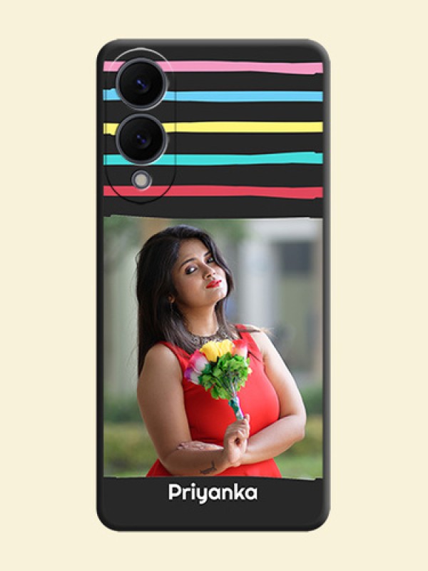 Multicolor Lines with Image On Space Black Custom Soft Matte Mobile Back Cover - Samsung Galaxy S25 Edge 5G