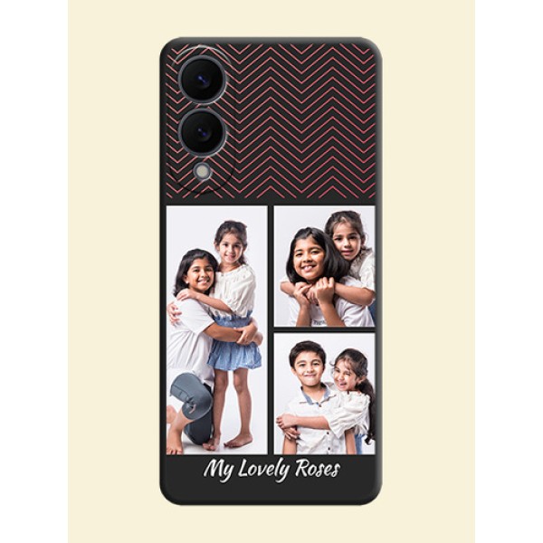 Wave Pattern with 3 Image Holder On Space Black Custom Soft Matte Mobile Back Cover - Samsung Galaxy S25 Edge 5G