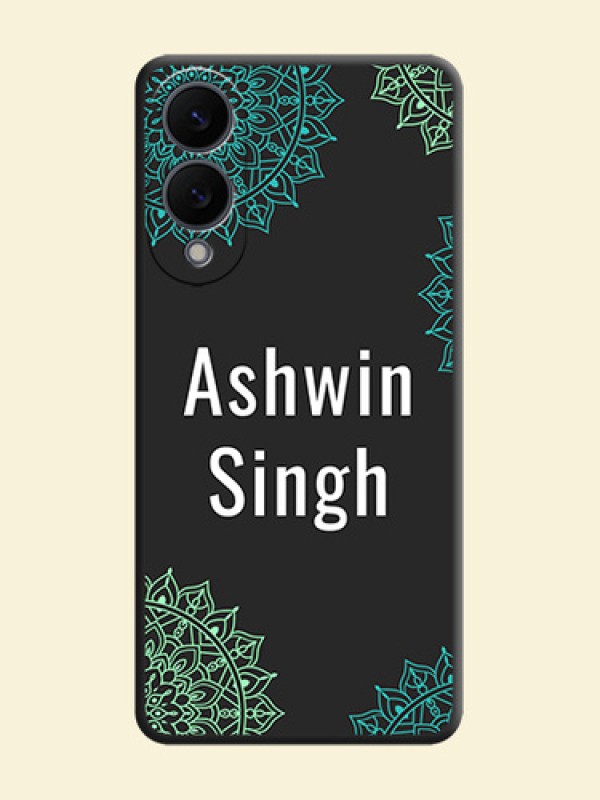 Your Name with Floral Design On Space Black Custom Soft Matte Mobile Back Cover - Samsung Galaxy S25 Edge 5G