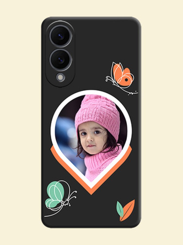 Upload Pic With Simple Butterly Design On Space Black Custom Soft Matte Mobile Back Cover - Samsung Galaxy S25 Edge 5G