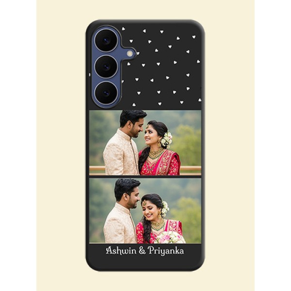 Miniature Love Symbols with Name On Space Black Custom Soft Matte Mobile Back Cover - Samsung Galaxy S25 FE 5G Miniature Love Symbols with Name On Space Black Custom Soft Matte Mobile Back Cover - Samsung Galaxy S25 FE 5G
