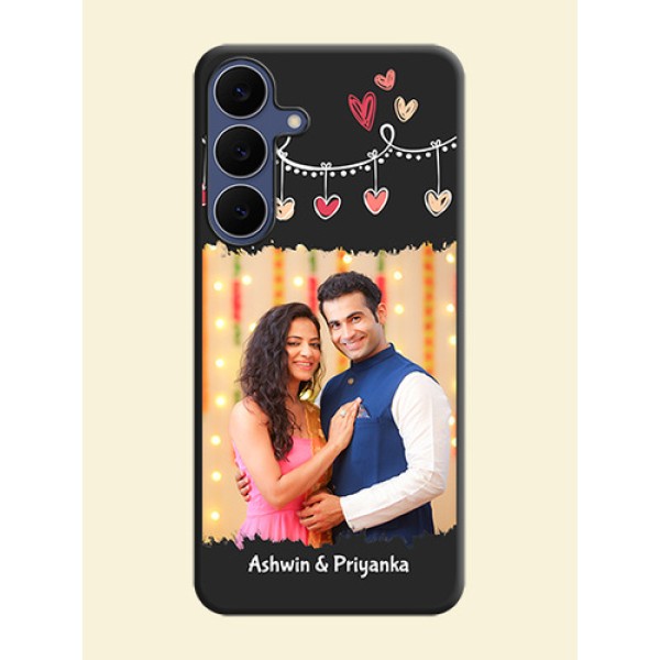 Pink Love Hangings with Name On Space Black Custom Soft Matte Mobile Back Cover - Samsung Galaxy S25 FE 5G Pink Love Hangings with Name On Space Black Custom Soft Matte Mobile Back Cover - Samsung Galaxy S25 FE 5G