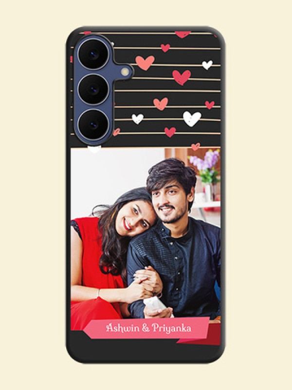 Love Pattern with Name on Pink Ribbon on Photo On Space Black Custom Soft Matte Mobile Back Cover - Samsung Galaxy S25 FE 5G