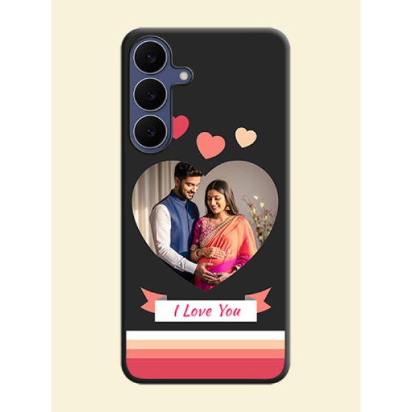 Love Shaped Photo with Colorful Stripes On Space Black Custom Soft Matte Mobile Back Cover - Samsung Galaxy S25 FE 5G Love Shaped Photo with Colorful Stripes On Space Black Custom Soft Matte Mobile Back Cover - Samsung Galaxy S25 FE 5G