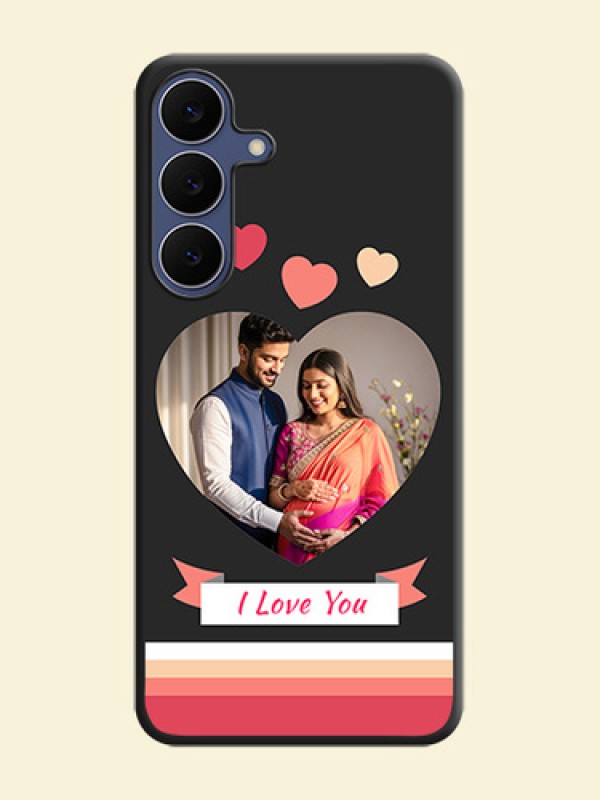 Love Shaped Photo with Colorful Stripes On Space Black Custom Soft Matte Mobile Back Cover - Samsung Galaxy S25 FE 5G