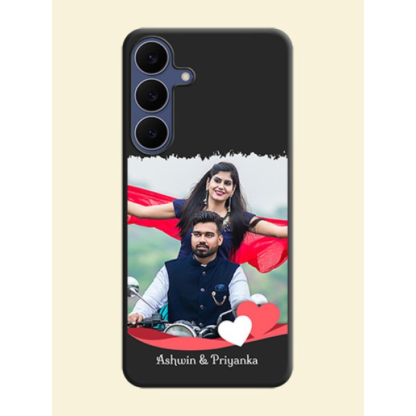 Pin Color Love Shaped Ribbon Design with Text On Space Black Custom Soft Matte Mobile Back Cover - Samsung Galaxy S25 FE 5G
