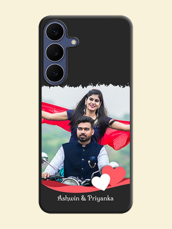 Pin Color Love Shaped Ribbon Design with Text On Space Black Custom Soft Matte Mobile Back Cover - Samsung Galaxy S25 FE 5G