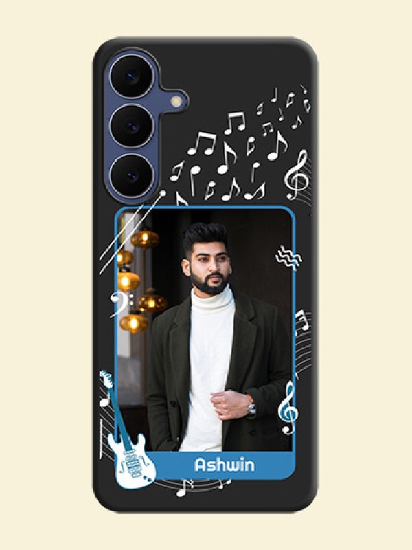 Musical Theme Design with Text on Photo On Space Black Custom Soft Matte Mobile Back Cover - Samsung Galaxy S25 FE 5G