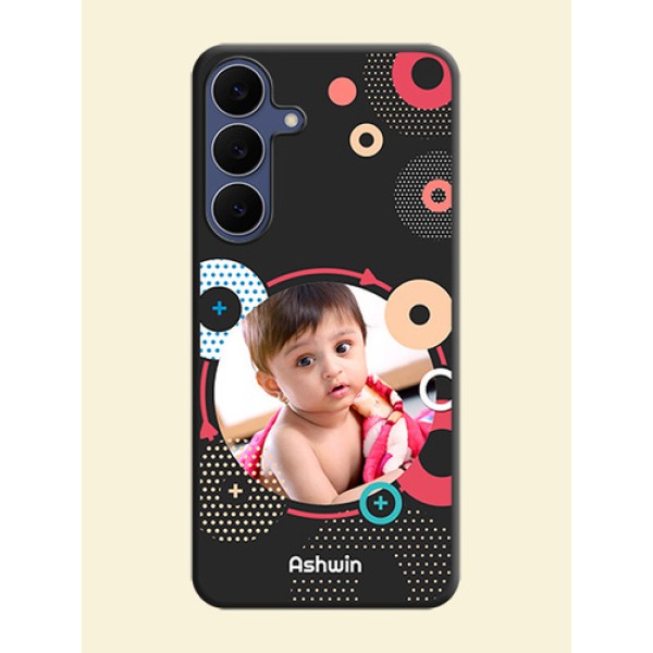 Multicoloured Round Image On Space Black Custom Soft Matte Mobile Back Cover - Samsung Galaxy S25 FE 5G Multicoloured Round Image On Space Black Custom Soft Matte Mobile Back Cover - Samsung Galaxy S25 FE 5G