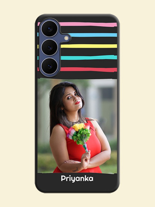 Multicolor Lines with Image On Space Black Custom Soft Matte Mobile Back Cover - Samsung Galaxy S25 FE 5G