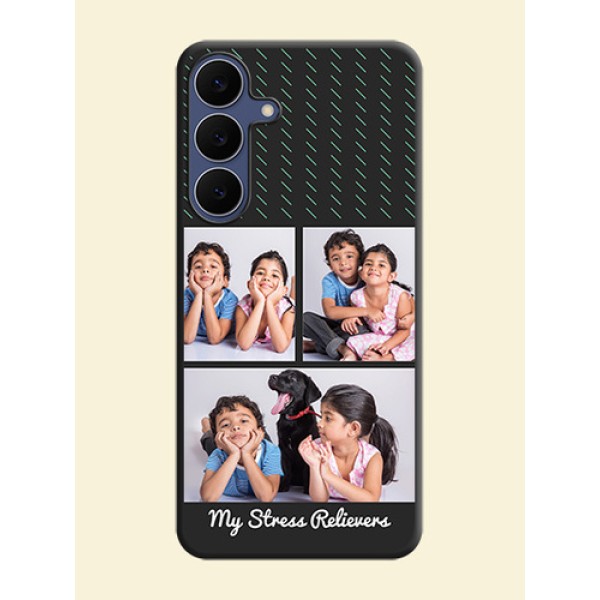 Cross Dotted Pattern with 2 Image Holder On Space Black Custom Soft Matte Mobile Back Cover - Samsung Galaxy S25 FE 5G Cross Dotted Pattern with 2 Image Holder On Space Black Custom Soft Matte Mobile Back Cover - Samsung Galaxy S25 FE 5G