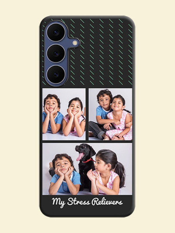 Cross Dotted Pattern with 2 Image Holder On Space Black Custom Soft Matte Mobile Back Cover - Samsung Galaxy S25 FE 5G