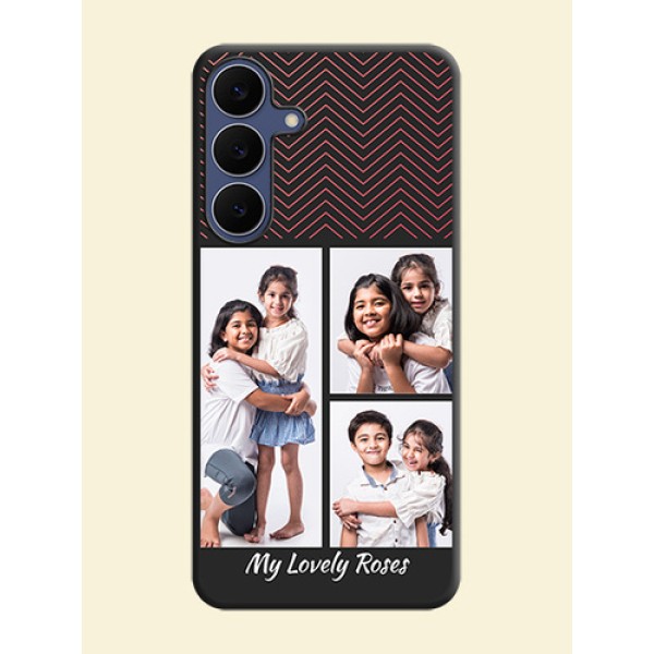 Wave Pattern with 3 Image Holder On Space Black Custom Soft Matte Mobile Back Cover - Samsung Galaxy S25 FE 5G