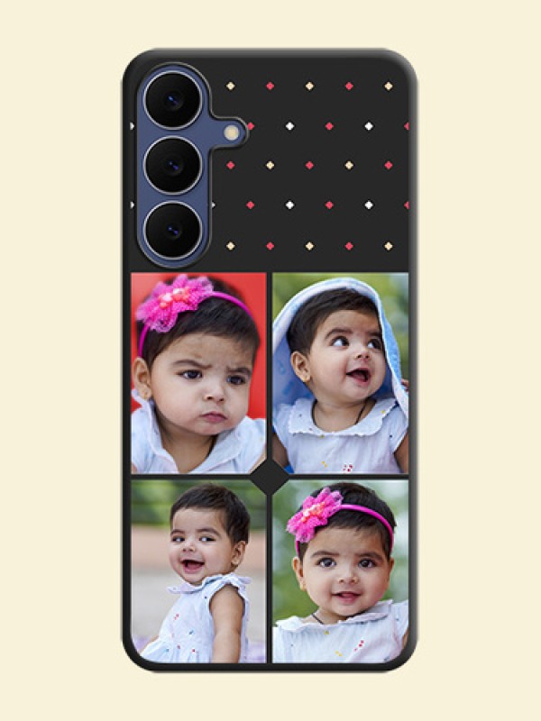 Multicolor Dotted Pattern with 4 Image Holder On Space Black Custom Soft Matte Mobile Back Cover - Samsung Galaxy S25 FE 5G