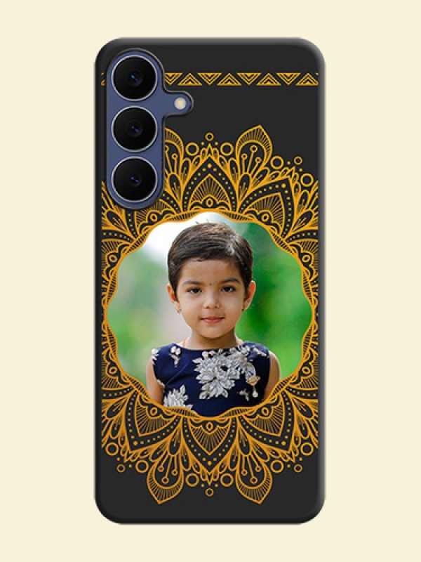 Round Image with Floral Design On Space Black Custom Soft Matte Mobile Back Cover - Samsung Galaxy S25 FE 5G