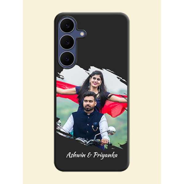 Grunge Brush Strokes on Photo On Space Black Custom Soft Matte Mobile Back Cover - Samsung Galaxy S25 FE 5G Grunge Brush Strokes on Photo On Space Black Custom Soft Matte Mobile Back Cover - Samsung Galaxy S25 FE 5G