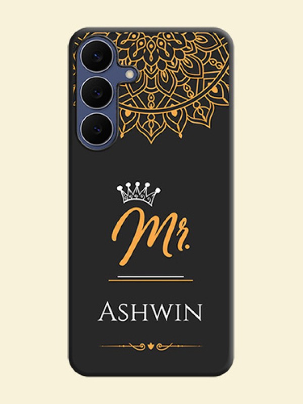 Mr Name with Floral Design On Space Black Custom Soft Matte Mobile Back Cover - Samsung Galaxy S25 FE 5G