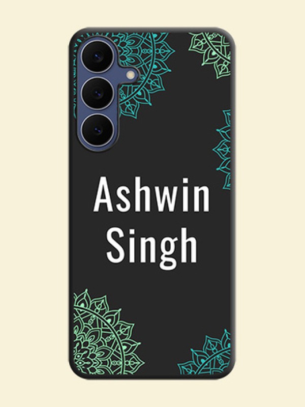 Your Name with Floral Design On Space Black Custom Soft Matte Mobile Back Cover - Samsung Galaxy S25 FE 5G