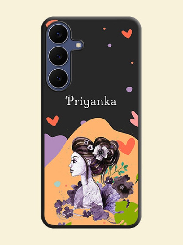 Namecase For Her With Fancy Lady Image On Space Black Custom Soft Matte Mobile Back Cover - Samsung Galaxy S25 FE 5G