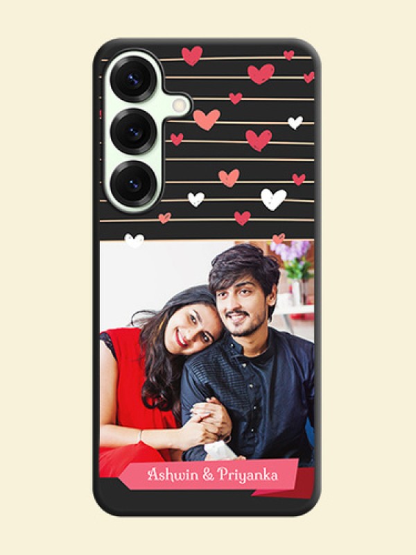 Love Pattern with Name on Pink Ribbon on Photo On Space Black Custom Soft Matte Mobile Back Cover - Galaxy S25 Plus 5G