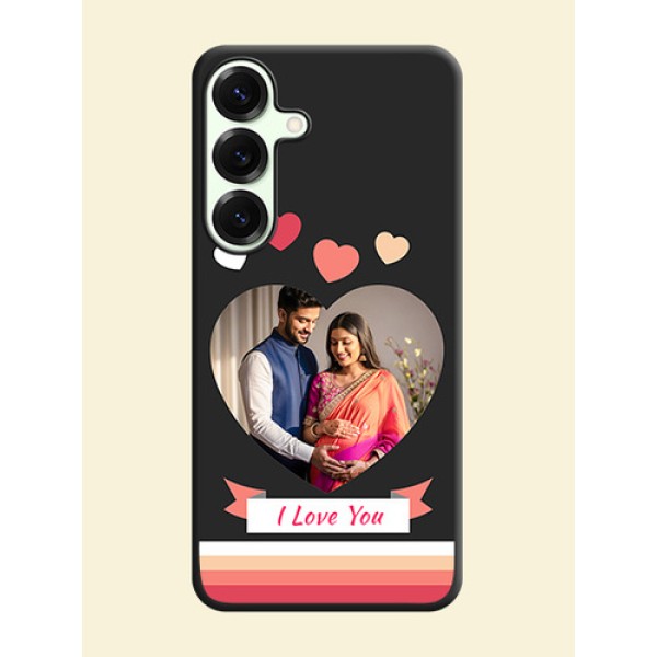 Love Shaped Photo with Colorful Stripes On Space Black Custom Soft Matte Mobile Back Cover - Galaxy S25 Plus 5G Love Shaped Photo with Colorful Stripes On Space Black Custom Soft Matte Mobile Back Cover - Galaxy S25 Plus 5G