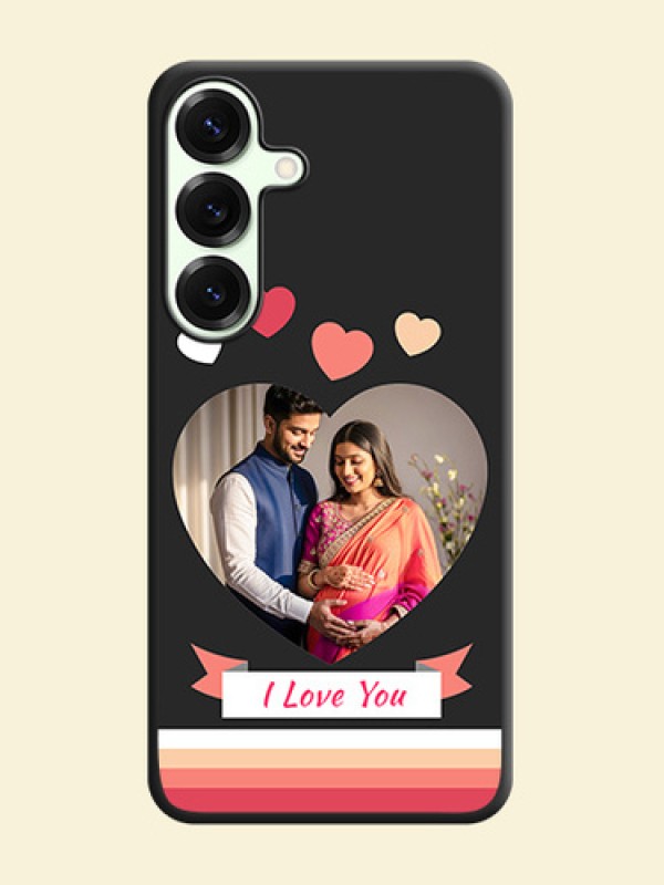 Love Shaped Photo with Colorful Stripes On Space Black Custom Soft Matte Mobile Back Cover - Galaxy S25 Plus 5G