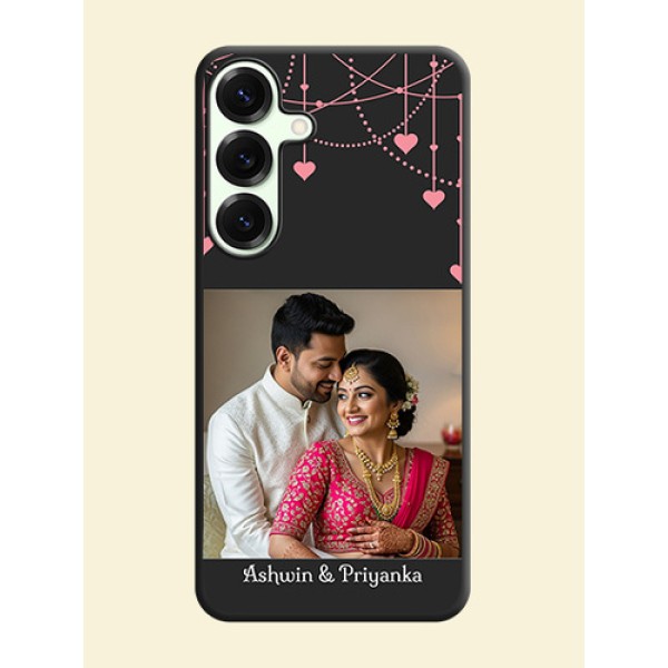 Pink Love Hangings with Text On Space Black Custom Soft Matte Mobile Back Cover - Galaxy S25 Plus 5G Pink Love Hangings with Text On Space Black Custom Soft Matte Mobile Back Cover - Galaxy S25 Plus 5G