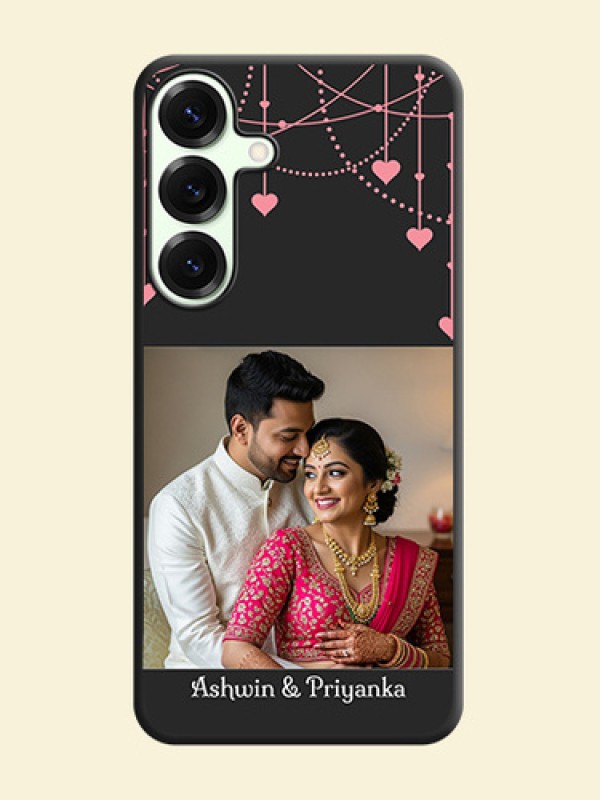 Pink Love Hangings with Text On Space Black Custom Soft Matte Mobile Back Cover - Galaxy S25 Plus 5G