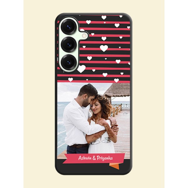 White Color Love Symbols with Pink Lines Pattern On Space Black Custom Soft Matte Mobile Back Cover - Galaxy S25 Plus 5G White Color Love Symbols with Pink Lines Pattern On Space Black Custom Soft Matte Mobile Back Cover - Galaxy S25 Plus 5G