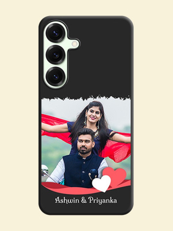 Pin Color Love Shaped Ribbon Design with Text On Space Black Custom Soft Matte Mobile Back Cover - Galaxy S25 Plus 5G