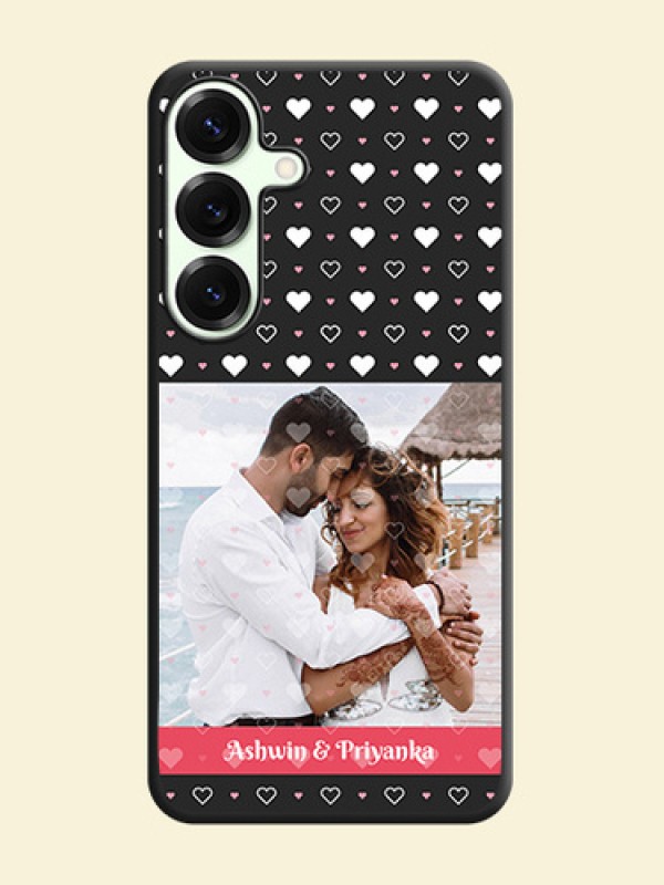 White Color Love Symbols with Text Design on Photo On Space Black Custom Soft Matte Mobile Back Cover - Galaxy S25 Plus 5G