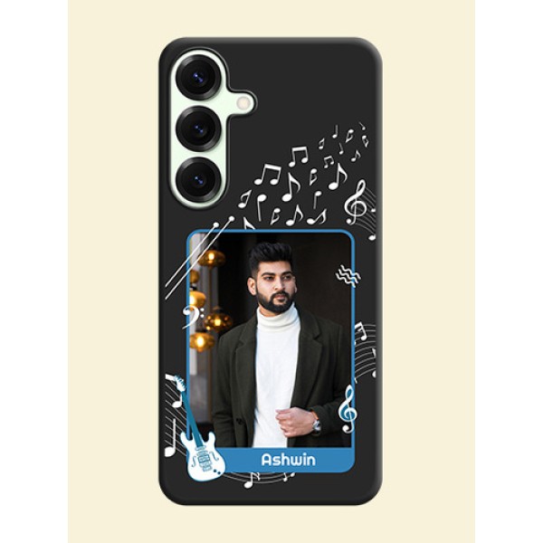 Musical Theme Design with Text on Photo On Space Black Custom Soft Matte Mobile Back Cover - Galaxy S25 Plus 5G Musical Theme Design with Text on Photo On Space Black Custom Soft Matte Mobile Back Cover - Galaxy S25 Plus 5G