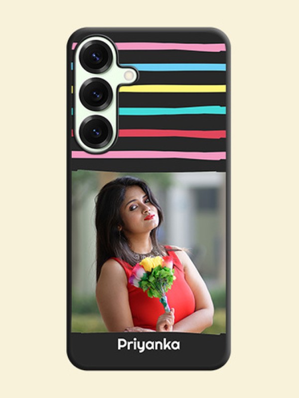 Multicolor Lines with Image On Space Black Custom Soft Matte Mobile Back Cover - Galaxy S25 Plus 5G