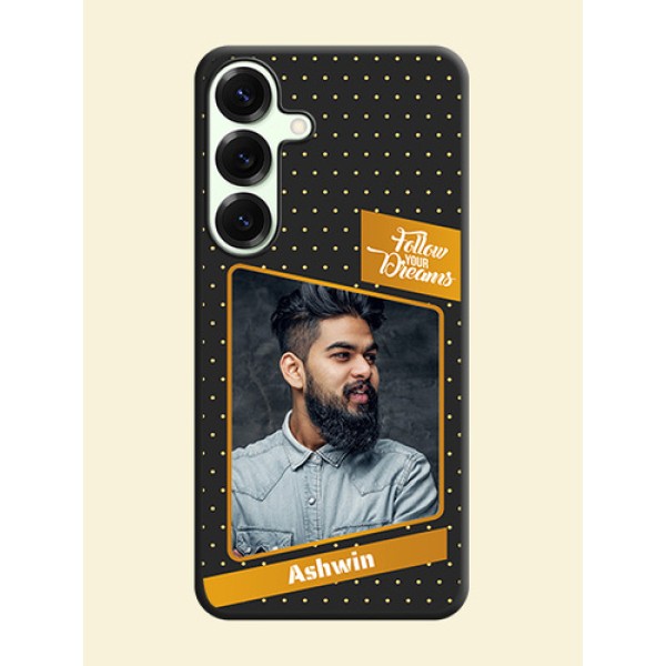 Follow Your Dreams with White Dots On Space Black Custom Soft Matte Mobile Back Cover - Galaxy S25 Plus 5G Follow Your Dreams with White Dots On Space Black Custom Soft Matte Mobile Back Cover - Galaxy S25 Plus 5G