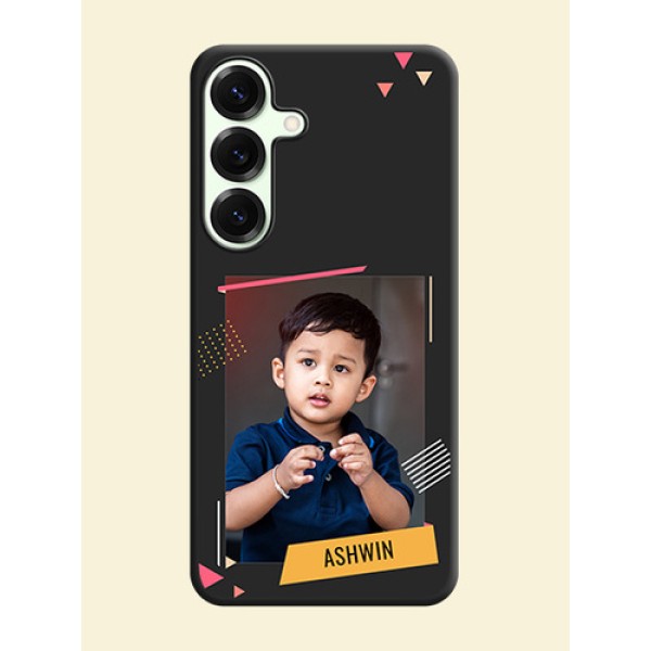 Photo Frame with Triangle Small Dots on Photo On Space Black Custom Soft Matte Mobile Back Cover - Galaxy S25 Plus 5G
