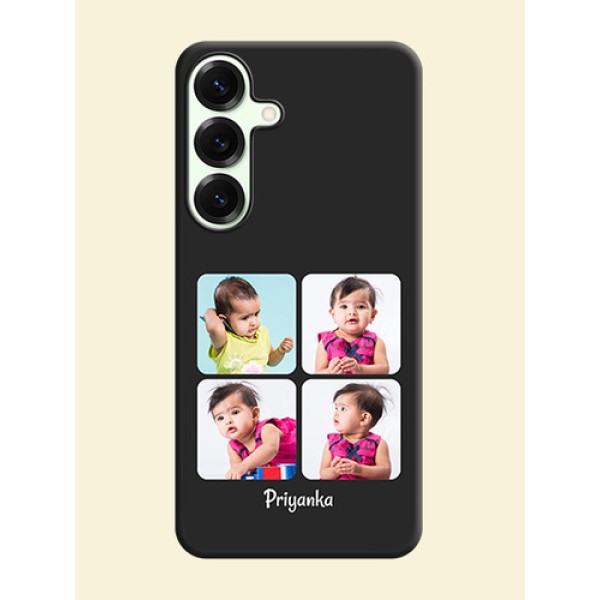 Floral Art with 6 Image Holder on Photo On Space Black Custom Soft Matte Mobile Back Cover - Galaxy S25 Plus 5G Floral Art with 6 Image Holder on Photo On Space Black Custom Soft Matte Mobile Back Cover - Galaxy S25 Plus 5G