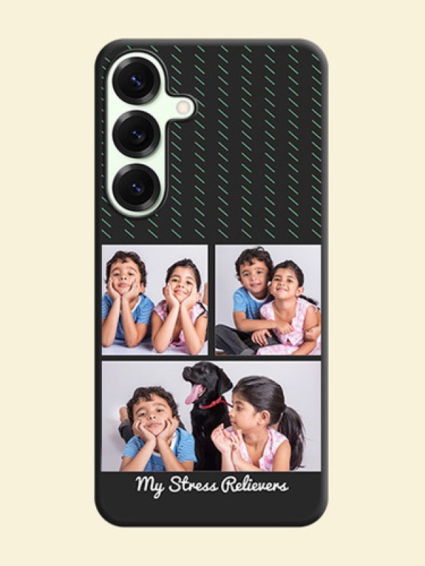 Cross Dotted Pattern with 2 Image Holder On Space Black Custom Soft Matte Mobile Back Cover - Galaxy S25 Plus 5G