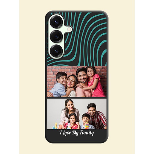 Wave Pattern with 2 Image Holder On Space Black Custom Soft Matte Mobile Back Cover - Galaxy S25 Plus 5G Wave Pattern with 2 Image Holder On Space Black Custom Soft Matte Mobile Back Cover - Galaxy S25 Plus 5G