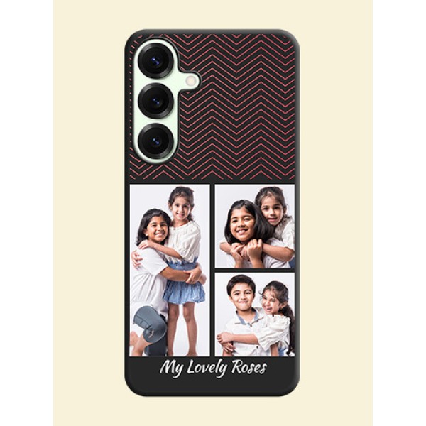 Wave Pattern with 3 Image Holder On Space Black Custom Soft Matte Mobile Back Cover - Galaxy S25 Plus 5G Wave Pattern with 3 Image Holder On Space Black Custom Soft Matte Mobile Back Cover - Galaxy S25 Plus 5G