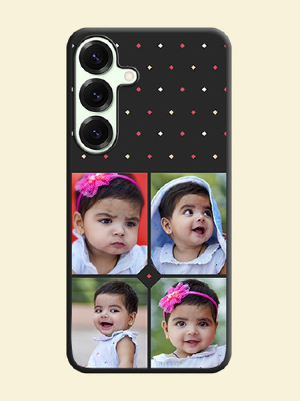 Multicolor Dotted Pattern with 4 Image Holder On Space Black Custom Soft Matte Mobile Back Cover - Galaxy S25 Plus 5G