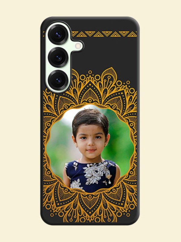 Round Image with Floral Design On Space Black Custom Soft Matte Mobile Back Cover - Galaxy S25 Plus 5G