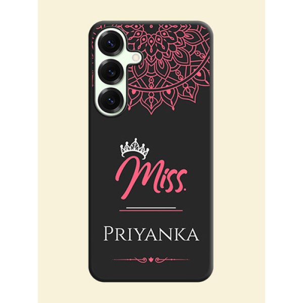 Mrs Name with Floral Design On Space Black Custom Soft Matte Mobile Back Cover - Galaxy S25 Plus 5G Mrs Name with Floral Design On Space Black Custom Soft Matte Mobile Back Cover - Galaxy S25 Plus 5G