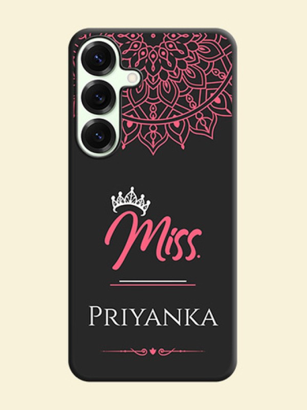 Mrs Name with Floral Design On Space Black Custom Soft Matte Mobile Back Cover - Galaxy S25 Plus 5G