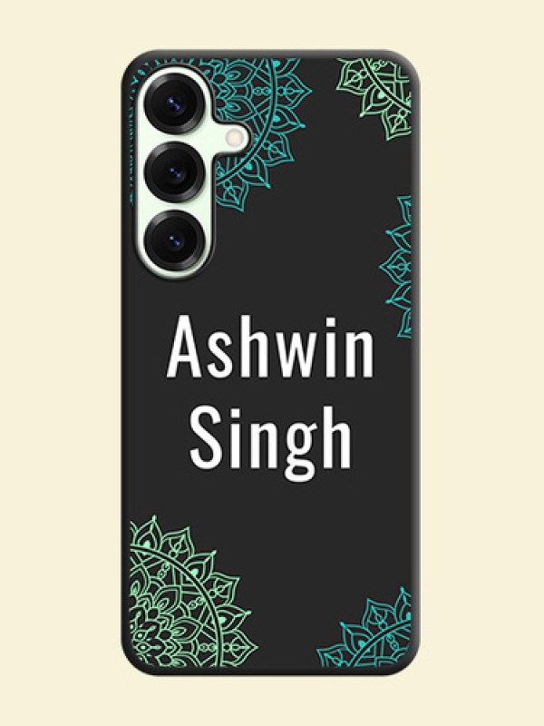 Your Name with Floral Design On Space Black Custom Soft Matte Mobile Back Cover - Galaxy S25 Plus 5G