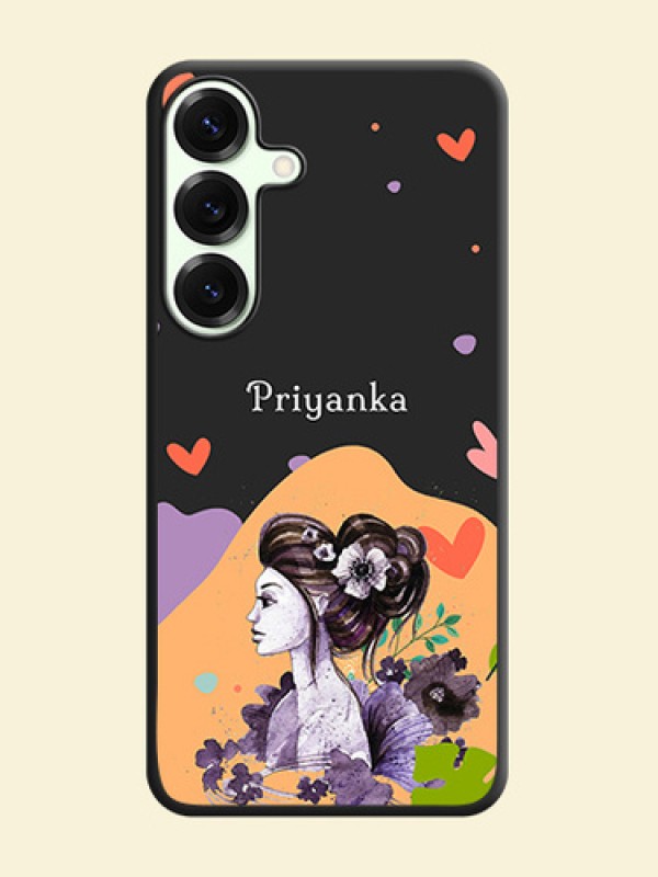 Namecase For Her With Fancy Lady Image On Space Black Custom Soft Matte Mobile Back Cover - Galaxy S25 Plus 5G